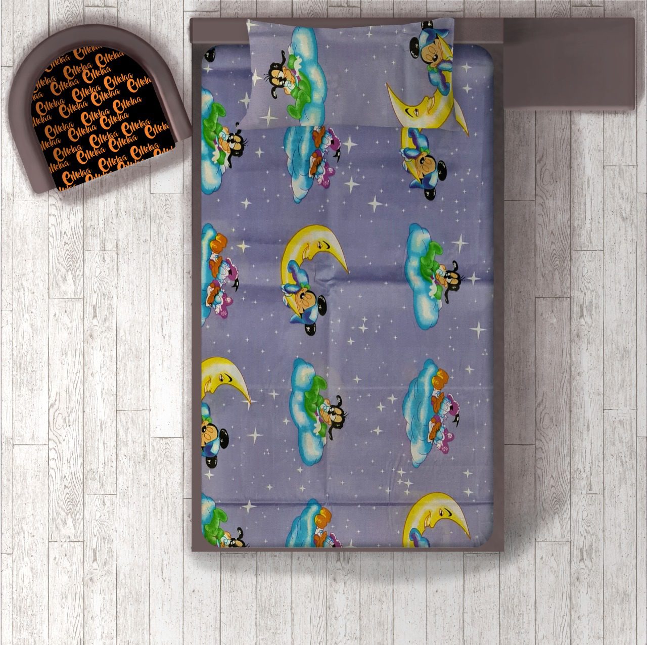 Kids Bedsheet With Pillow Cover (Moon)