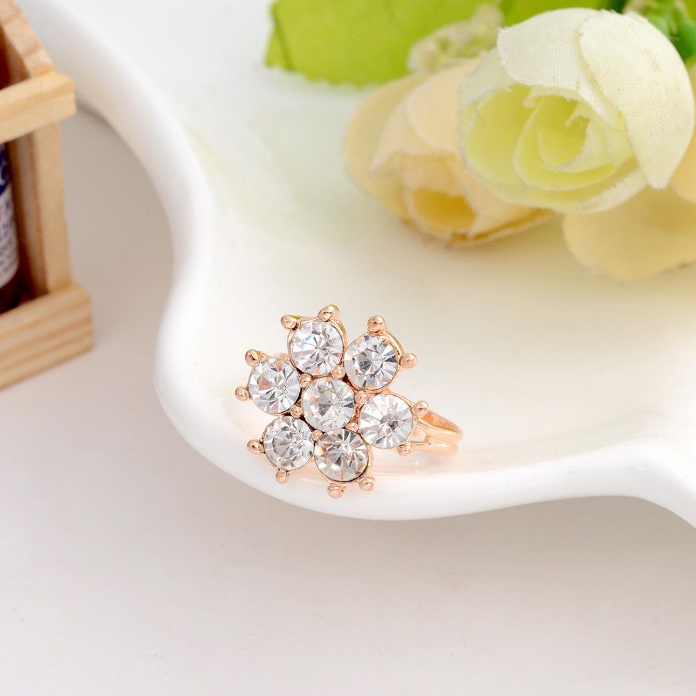Gold Color Crystal Flower Jewelry Set - Image 7