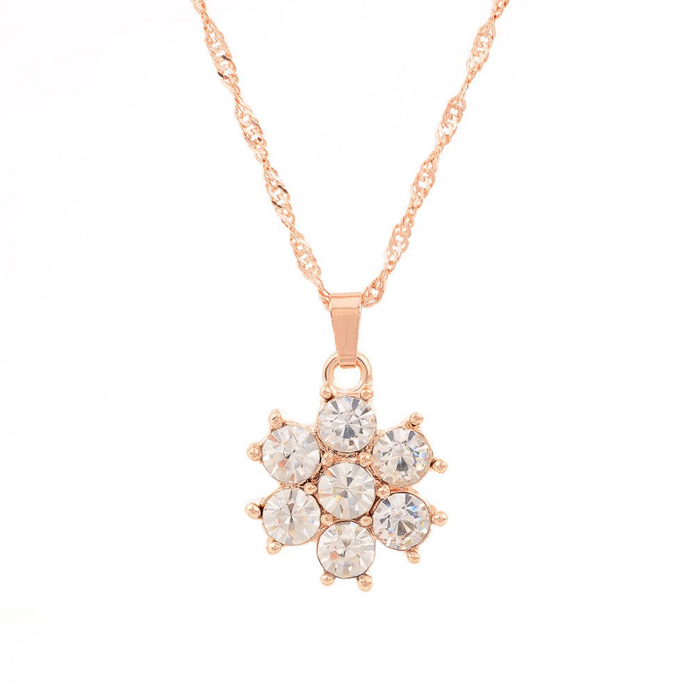 Gold Color Crystal Flower Jewelry Set - Image 3