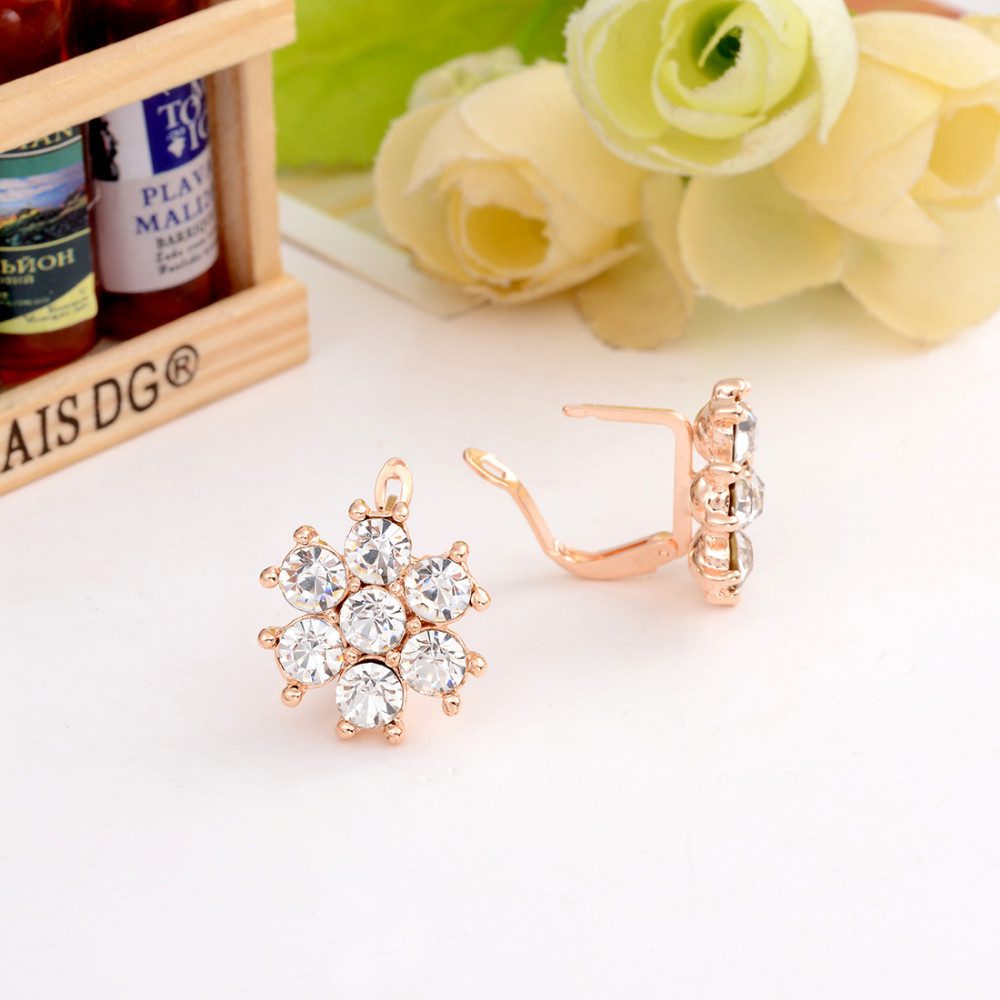 Gold Color Crystal Flower Jewelry Set - Image 5