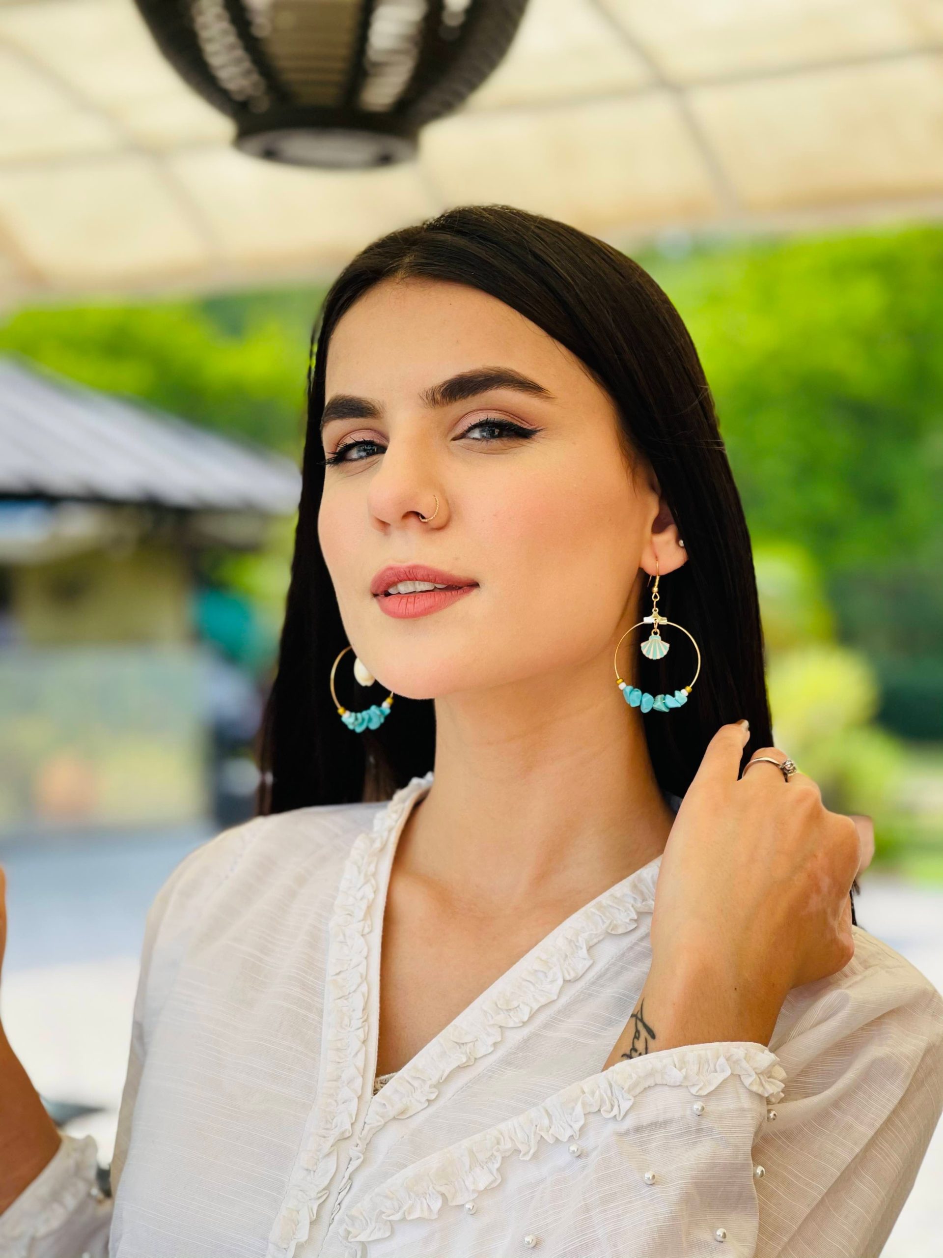 Sea Shell Feroza Earrings For Women - Image 2